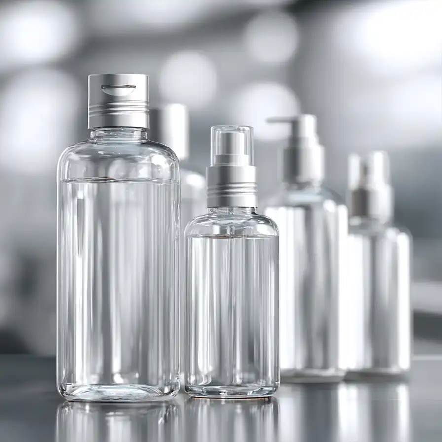 Clear PET Cosmetic Bottles with Pump Caps Cosmetics Industry Packaging - Custom PET plastic bottles for the cosmetic industry