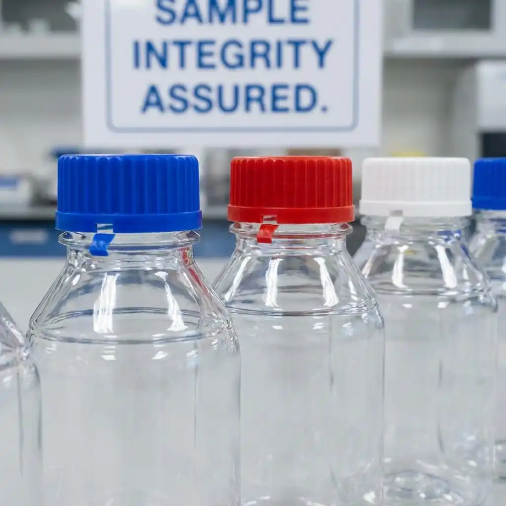 PET Laboratory Science Bottles with Tamper Evident Caps - custom laboratory scientific PET bottles