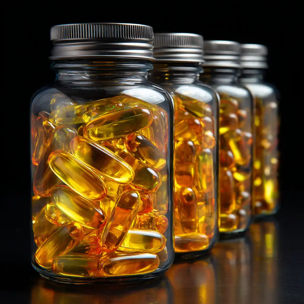 PET Pharmaceutical Packer Bottles filled with oil capsules